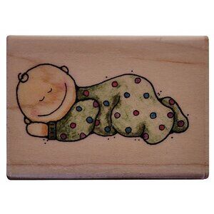Baby's Bedtime Rubber Stamp By EK Success Wood Mount